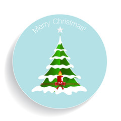 Christmas Greeting Card with Christmas tree. Vector illustration