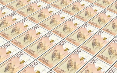 Netherlands Antillean guilder bills stacks background. 3D illustration.