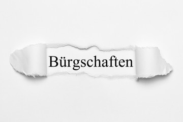 Bürgschaften auf weißen gerissenen Papier