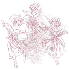 Fototapeta na wymiar Hand made vector sketch of angel girl.