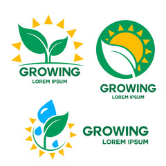 set of vector growing emblem, logo on white background