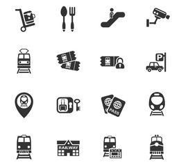 railway station icon set