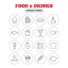 Food and Drinks icon. Beer, coffee and cocktail.