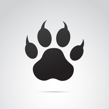 Paw icon on white background. Vector art.