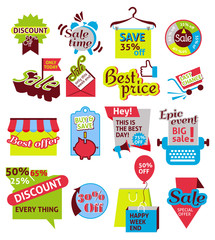 Set of sale and advertistment web icons