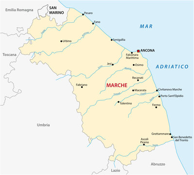 Vector Map Of The Italian Region Marche