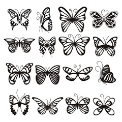Obraz na płótnie Canvas Butterfly icons set. Simple illustration of 16 butterfly vector icons for web