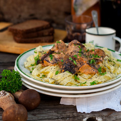 Pasta with Beef Meatballs and Wild Mushrooms
