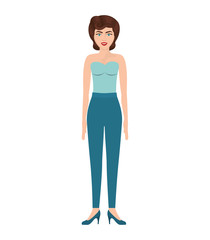 woman with strapless blouse and eighties hairstyle vector illustration