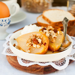 Honey Roast Pears with Granola and Yogurt