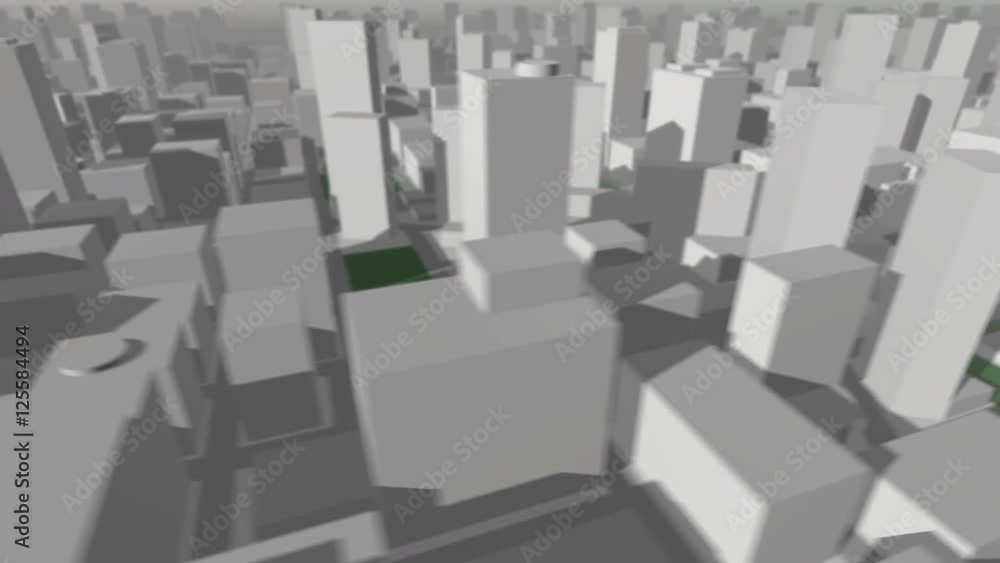 Poster seamless looping animation of a 3d city map rotation