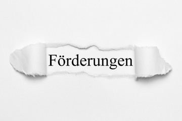 Förderungen auf weißen gerissenen Papier