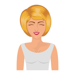 half body blonde woman with white blouse vector illustration