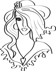 Vector fashion girl portrait.