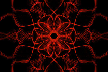 Bright floral wavy red background on a black