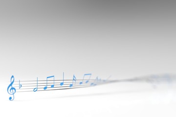 3d rendering of music symbol with nice background color

