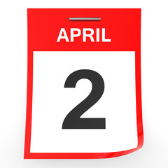 April 2. Calendar on white background.