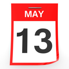 Fototapeta premium May 13. Calendar on white background.