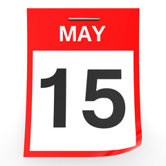 May 15. Calendar on white background.