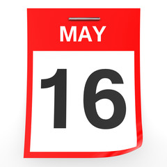 May 16. Calendar on white background.