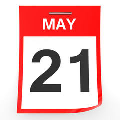 May 21. Calendar on white background.