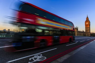 Foto op Plexiglas London, England, UK. Red buses blured in motion on Westminster b © Gorilla