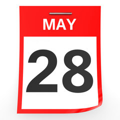 May 28. Calendar on white background.