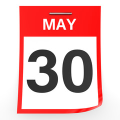 May 30. Calendar on white background.