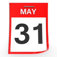May 31. Calendar on white background.