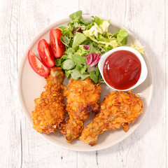 fried chicken with ketchup