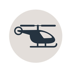 Icono plano helicoptero en circulo gris