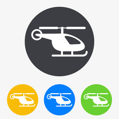Icono plano helicoptero en circulo varios colores