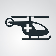Icono plano helicoptero sanitario en fondo degradado