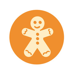 Icono plano hombre de jengibre en circulo naranja