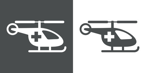 Icono plano helicoptero sanitario gris