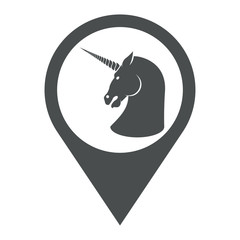 Icono plano localizacion unicornio gris