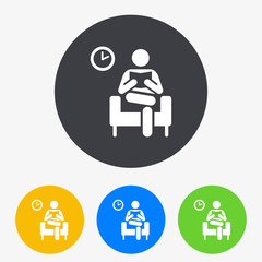 Icono plano sala de espera en circulo varios colores