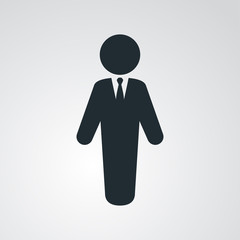 Icono plano silueta hombre negocios en fondo degradado