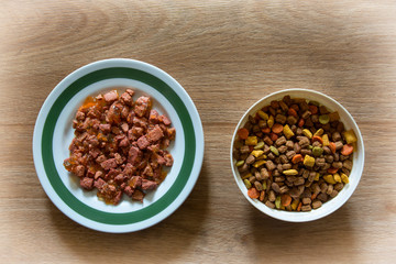 Wet and dry cat food