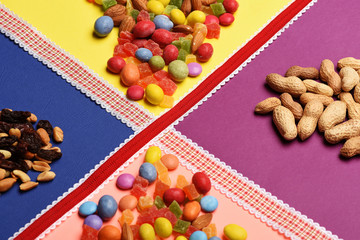 Colorful dragee with nuts