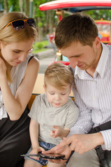Young family is having fun in the park