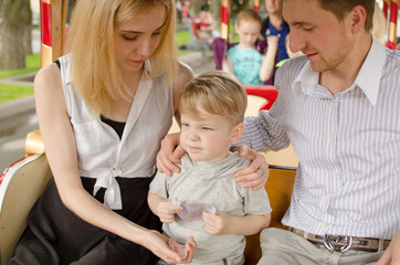 Young family is having fun in the park