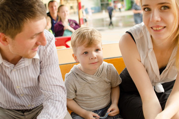 Young family is having fun in the park