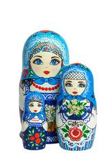 Three traditional Russian matryoshka dolls