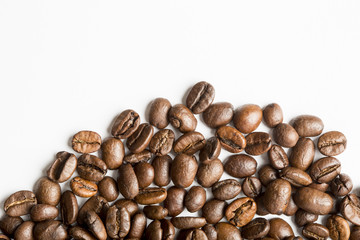 Coffee Beans roasted, can be used as a background on white