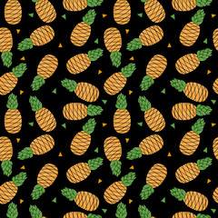 Tropical trendy seamless pattern with pineapples.