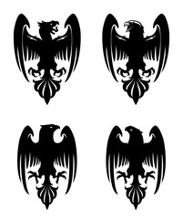 Obraz premium Dark Evil heraldic eagle with spread wings. Mascot, logotype, label.