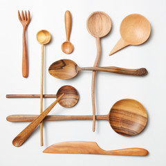 Wooden spoon and knife