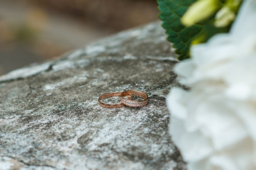 Wedding rings on the stone