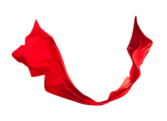 Smooth elegant red satin isolated on white background